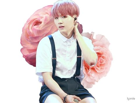 Bts Suga Pink Flowers By Lyvnie Redbubble