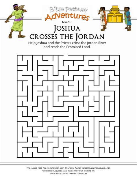 Joshua Crosses The Jordan Joshua Bible Mazes Sunday School Crossword
