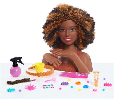 Barbie Color And Style African American Deluxe Styling Head Curly Hair 25 Pieces Dolls And Bears