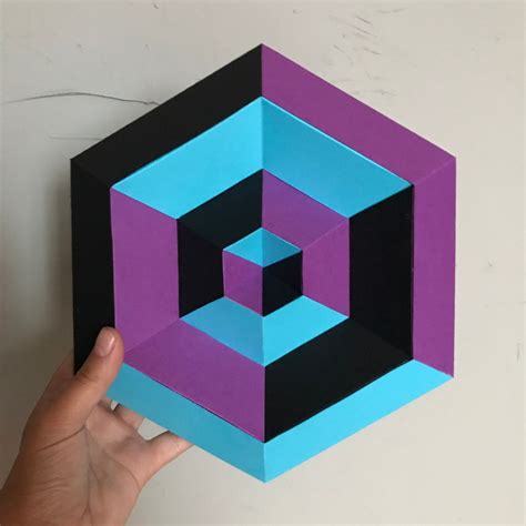 Diy Optical Illusion Wall Decor 3d Paper Craft Printable Etsy