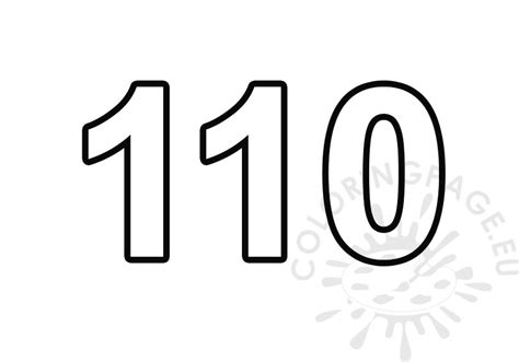 Number 110 Outline Coloring Page