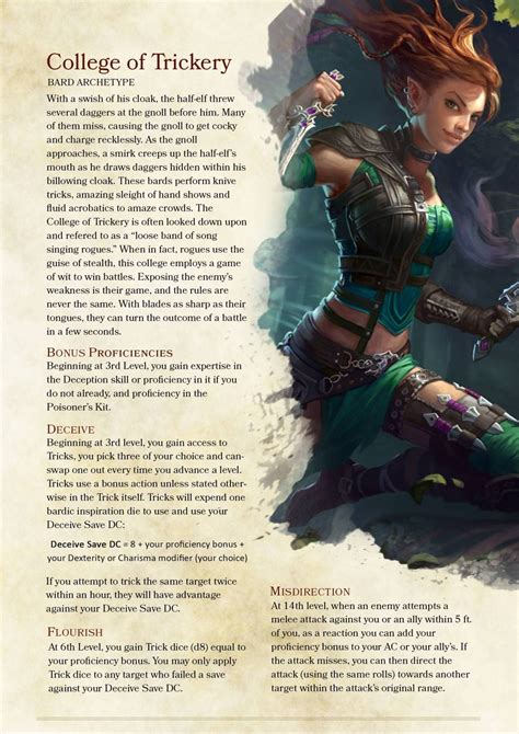 Dnd 5e Homebrew — Bard College Of Trickery By Illbell Dungeons And