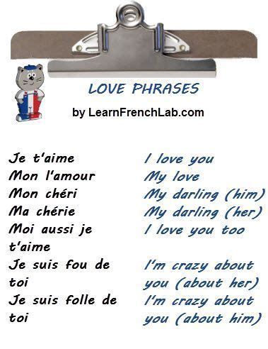 French vocabulary - Love phrases | French flashcards, Basic french ...