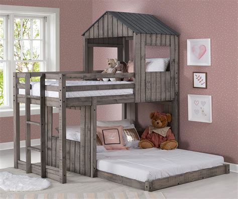 Twin Over Full Campsite Bunk Bed In A Rustic Finish 3344 Tfrdg Donco