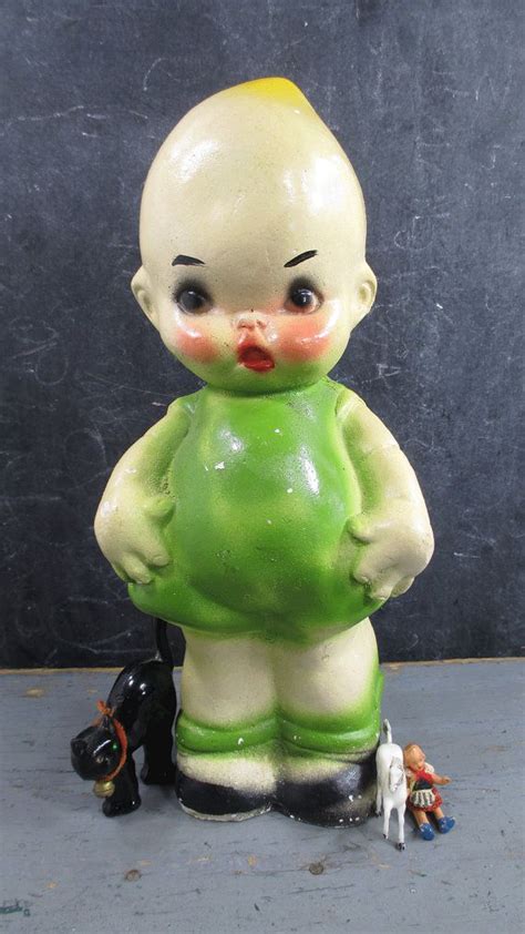 Kewpie Carnival Prize Chalkware Doll Vintage Green And Cream Etsy