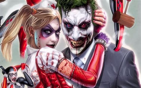 Joker And Harley Quinn Vs Deadpool And Domino Wallpaper Hd