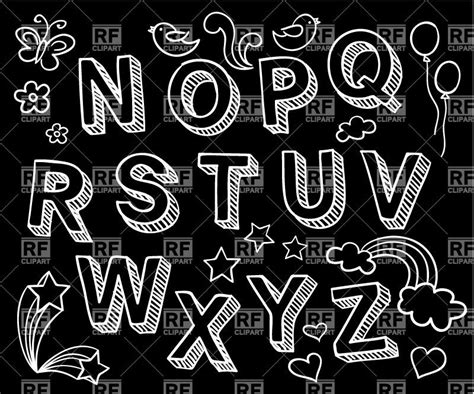 Sketchy Hand Drawn Font Shaded Letters 29296 Design Elements