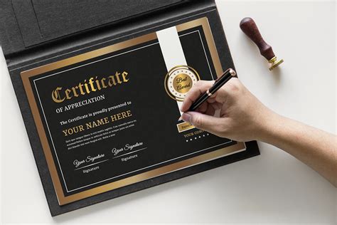 Black And Gold Certificate Template Templatemonster