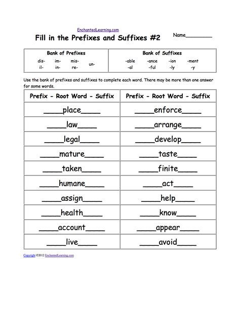K12 Math Worksheets 4th Grade Prefix And Suffix Worksheets Grade 6 Pdf