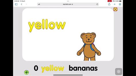 Color Yellow Learning Colors For Kids By Starfall Youtube