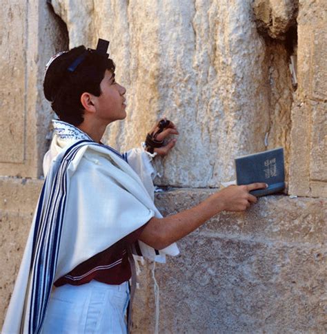 Israel Jerusalem Sephardic Jewish Boy Praying At The Western Wall