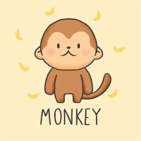 Cute Monkey Cartoon Hand Drawn Style Vector Premium Download