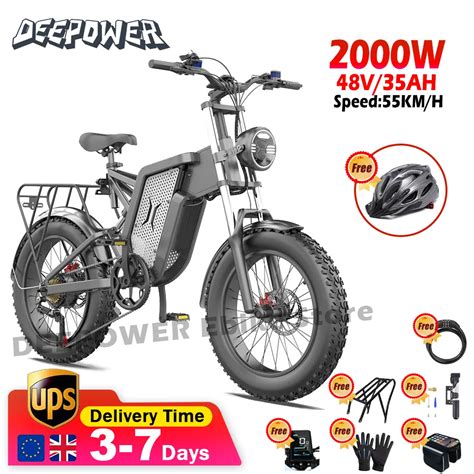 Deepower X20 Electric Bike Mountain Moped Ebike 20 Inch Fat Tire 2000w