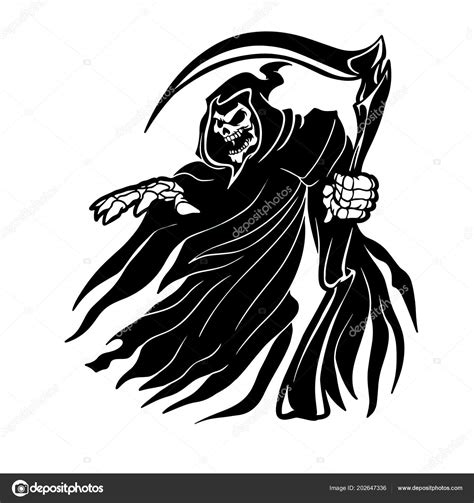Grim Reaper Ghost Vapparition Ector Logo Black White Stock Vector Image