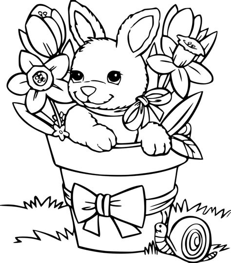 Les lapins sont des mammifères terrestres herbivores. Dessin A Colorier Lapin Beau Photos Coloriage Lapin Dans Un Pot De Fleurs à Imprimer Sur ...