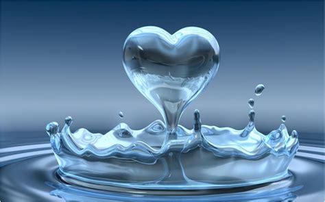 Heart Shaped Drop Splashes In Water Wallpaper