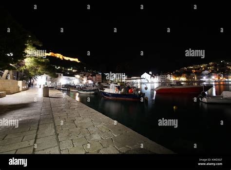 Hvar Town At Night Croatia Stock Photo Alamy