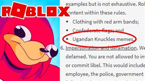 Roblox Banned The Ugandan Knuckles Meme Youtube Darkside Roblox Id Code