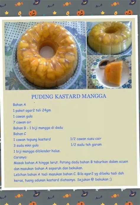 Puding roti bakar berkeju via resepicikguani.blogspot.com. Puding kastard mangga | Recipes, Food, Malaysian dessert