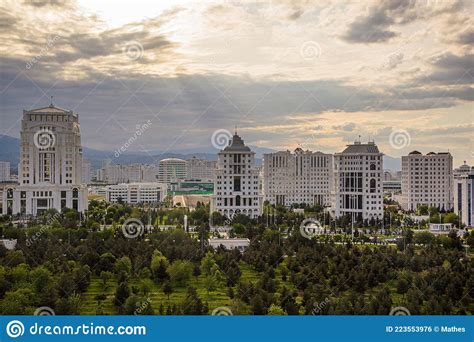 New Marble Clad Buildings In Ashgabat Turkmenist Stock Photo Image