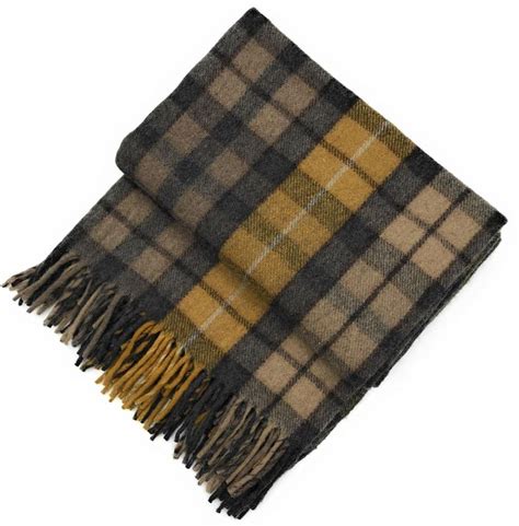 Highland Wool Blend Buchanan Natural Tartan Blanket Throw Brand New