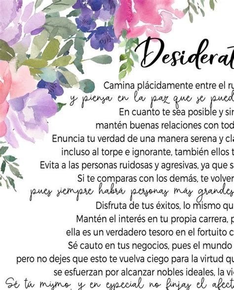 Max ehrmann camina plácido entre el ruido y la prisa, y piensa en la paz que se puede encontrar en el silencio. Desiderata art print, Desiderata wall art, Desiderata ...