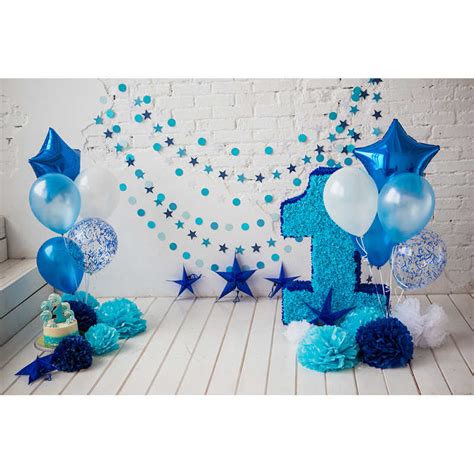 Birthday Backdrop For 1 Year Baby Boy Diy Baby Photo At Home Blue