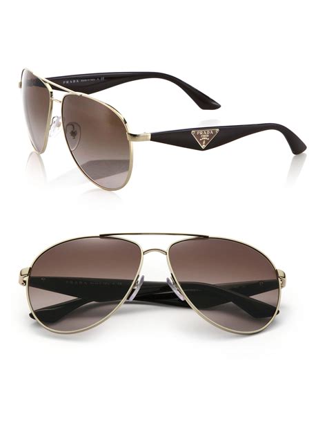 Prada Top Bar Aviator Sunglasses In Gold Lyst