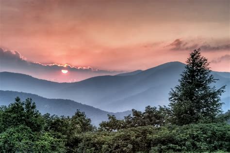 Sunset On Cold Mountain Along The Blue Ridge Parkway In North Carolina