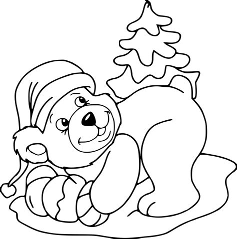 Coloriage ours pour Noel à imprimer