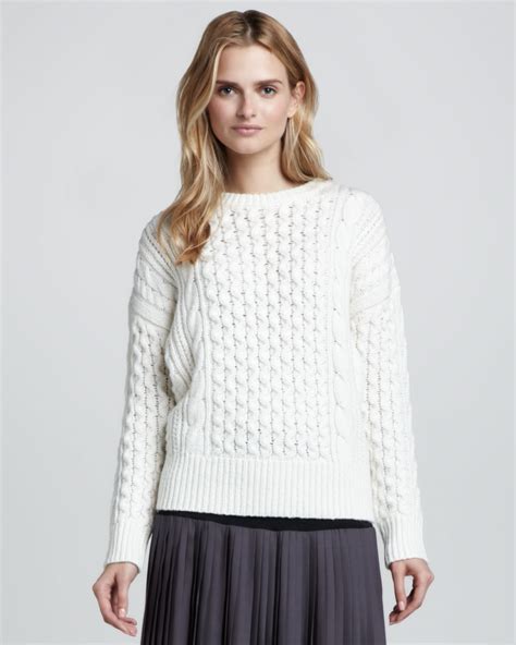 About 47% of these are women's sweaters, 0% are men's hoodies & sweatshirts, and 0% are women's hoodies & sweatshirts. Rebecca Taylor Chunky Cable Knit Sweater in White | Lyst