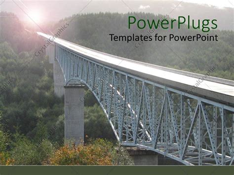Powerpoint Template Long Steel Structured Bridge On A Natural Green