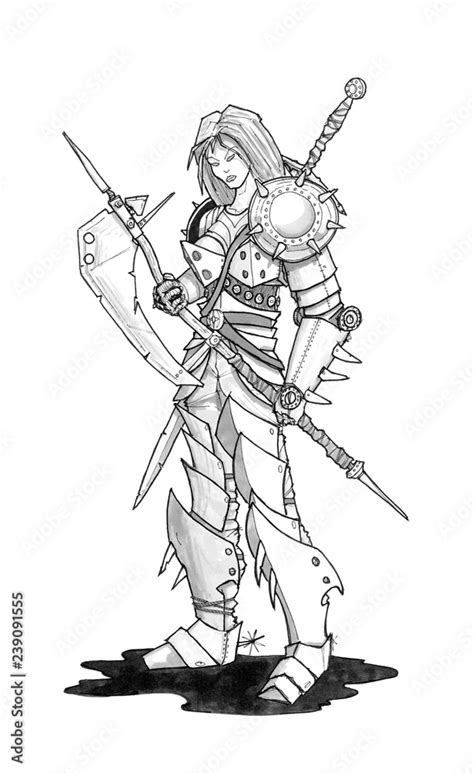 Line Art Easy Female Warrior Drawing Download Free Mo