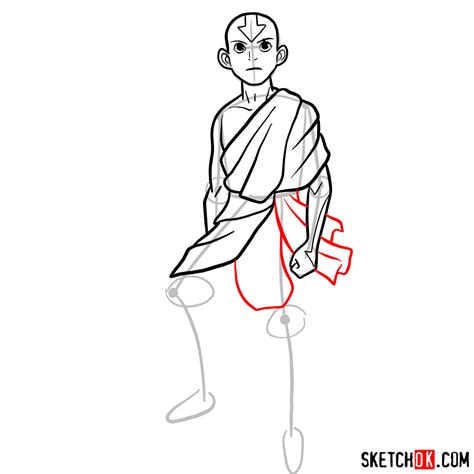 How To Draw Aang From Avatar In Full Growth Sketchok