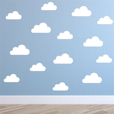 Zn C069 Set Of 32 Cute Clouds Pattern Removable Diy Wall Stickers Vinyl