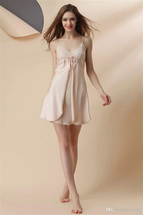 2021 2015 New Top Quality Summer Sexy Sleepwear Silk Rayon Sleep Dress Lace Cotton Silk Sling