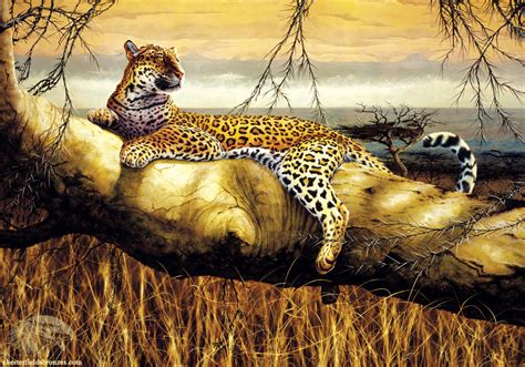 Solitary Hunter Leopard Wildlife Art Painting