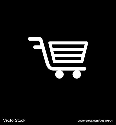 Shopping Cart Icon On Black Background Black Flat Vector Image