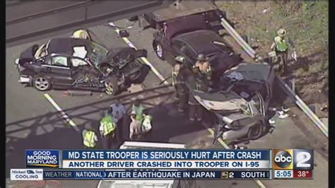 Maryland State Trooper Seriously Injured After Crash Youtube