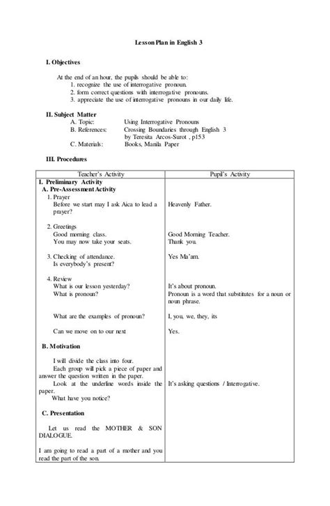 Sample Detailed Lesson Plan In English Grade 1 Download K 2022 10 08
