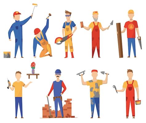 Premium Vector Construction Workers With Professional Equipment