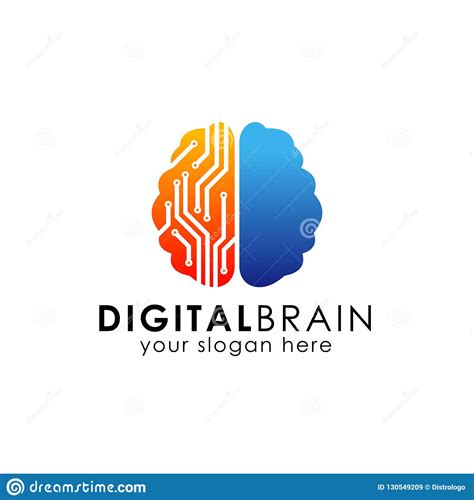 Digitaal Het Ontwerpmalplaatje Van Het Hersenenembleem De Elektronische