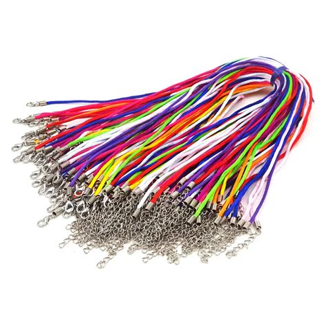 50pcs Rainbow Colors Nylon Cord Necklace Cordones Rattail Satin String