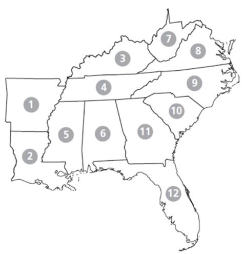 The Southeast Region States Capitals Abbreviations Diagram Quizlet