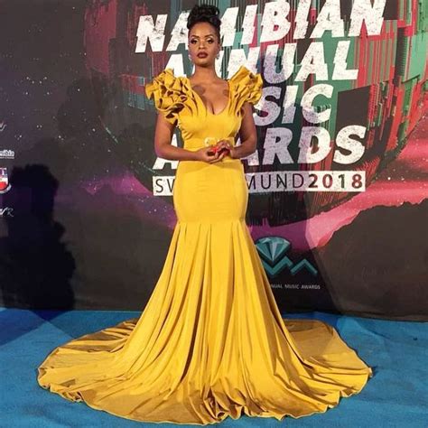 Golden Yellow Gowndress Dillish Mathews In Damage Designs At The Nama