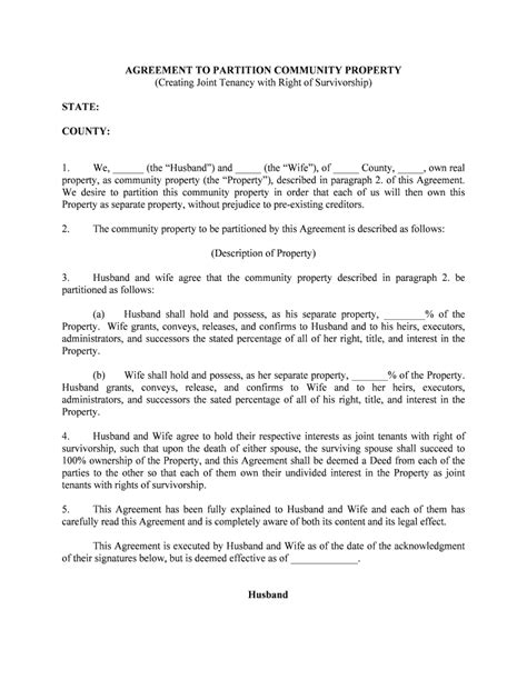 Creating Joint Tenancy With Right Of Survivorship Form Fill Out And