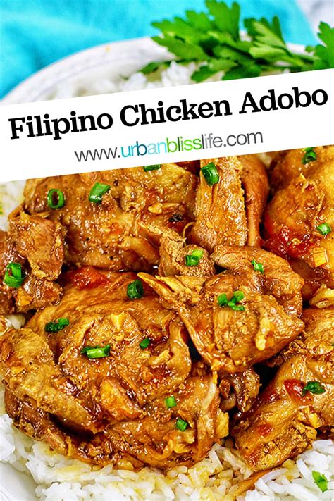 Instant pot chicken adobo is a savory chicken dish with soy sauce, vinegar, peppercorn, garlic and bay leaves. Filipino Chicken Adobo - Instant Pot Recipe | Urban Bliss Life