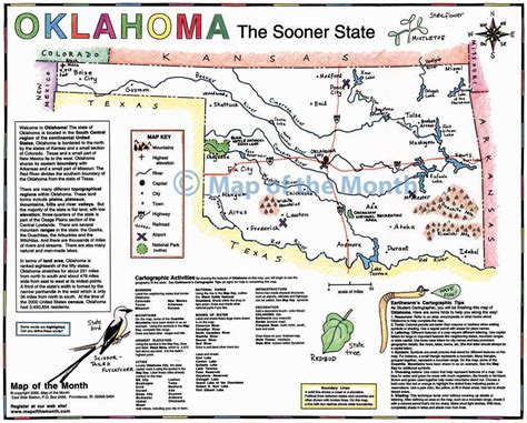 Oklahoma Map Blank Outline Map 16 By 20 Inches Activities Included