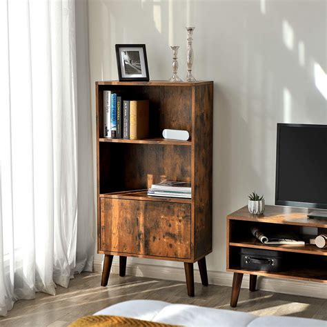 Retro Style Bookcase With Cabinet Home Office Vasagle By Songmics