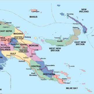 Papua New Guinea Political Map A City Map Illustrator Eps Vector Maps